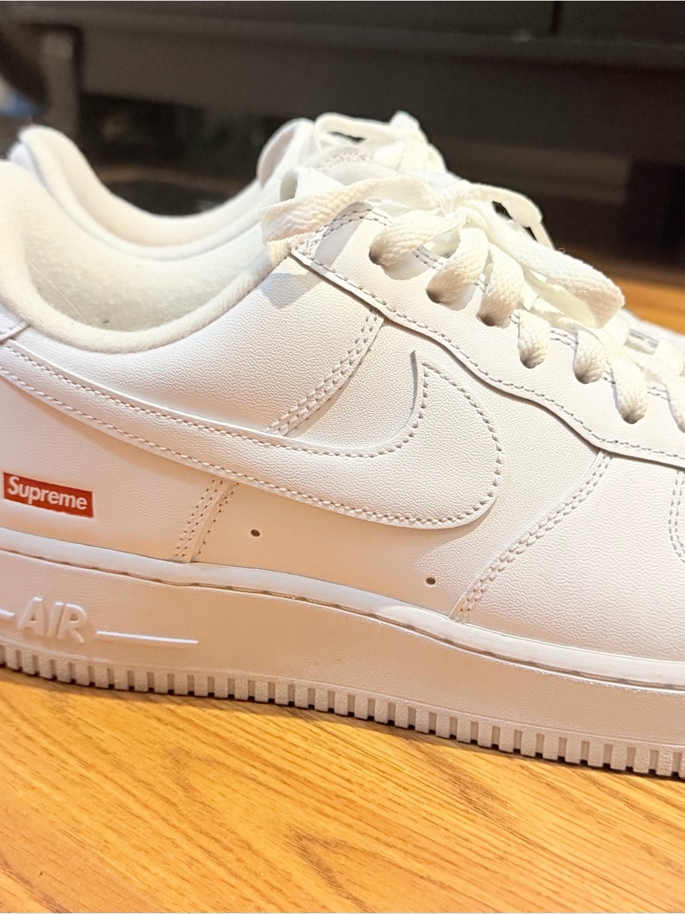 Supreme Kids White Low-Top Sneaker with Red Logo